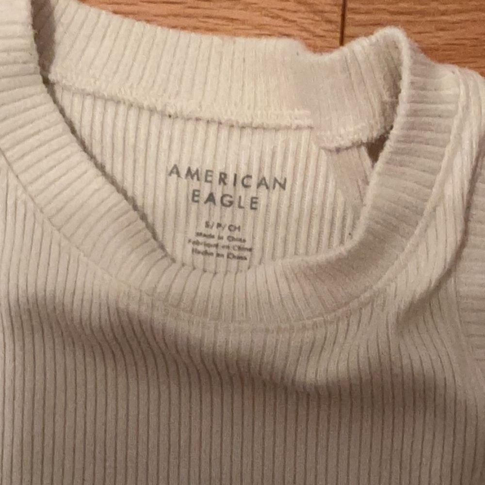 American Eagle Outfitters Cream Ribbed Tank Top - Picture 2 of 3